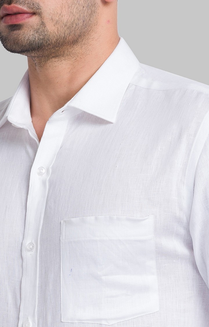 Park Avenue | Park Avenue White Solid Slim Fit Formal Shirts For Men 5