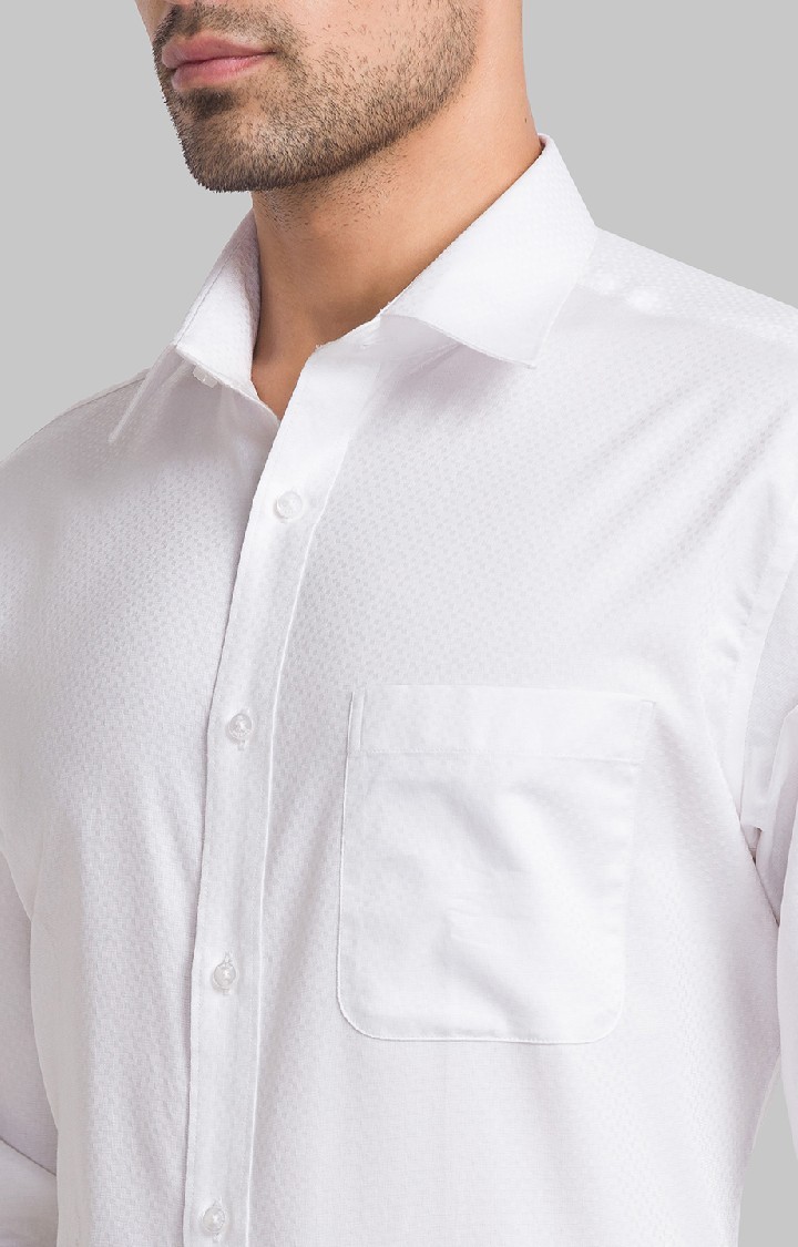 Raymond White Solid Slim Fit Formal Shirts For Men