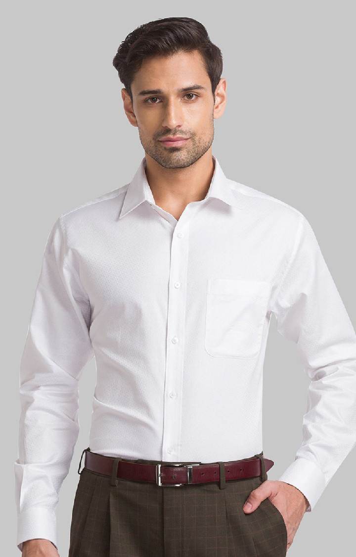 Raymond White Solid Slim Fit Formal Shirts For Men