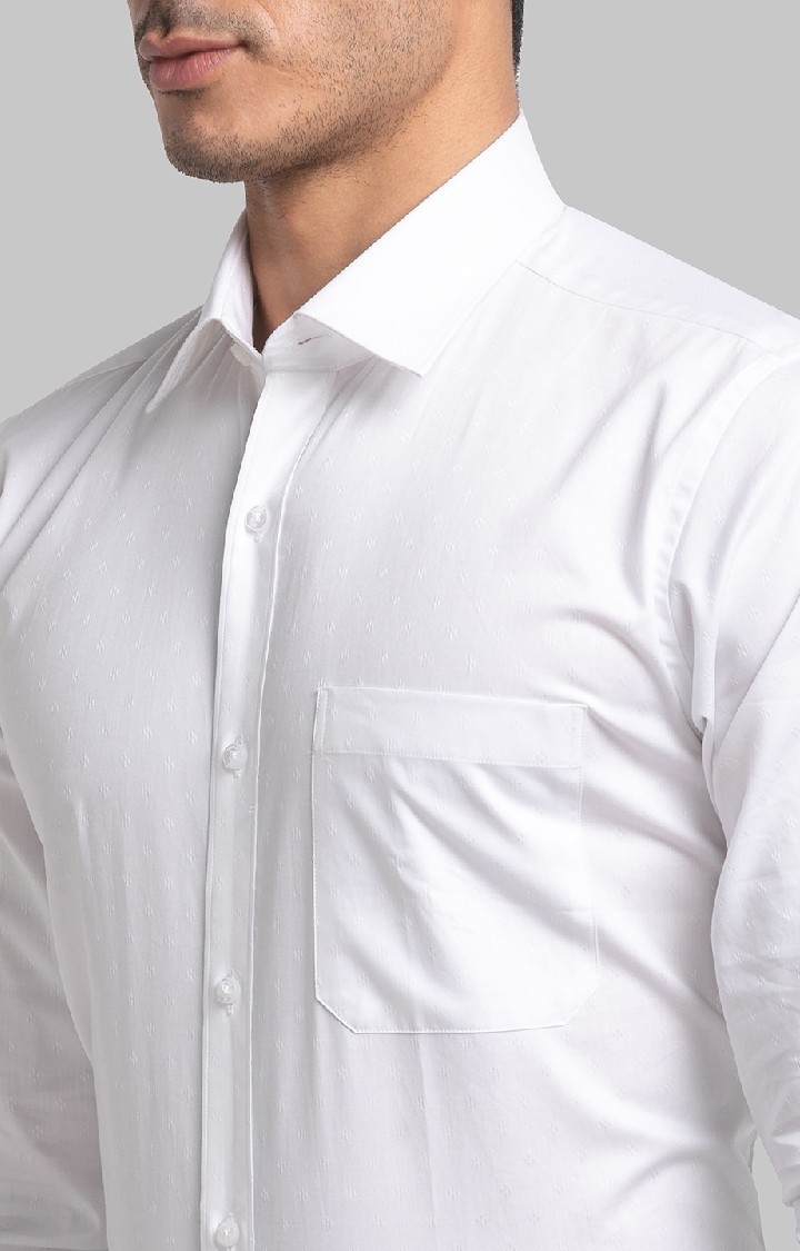Raymond | Raymond White Solid Contemporary Fit Formal Shirts For Men 5