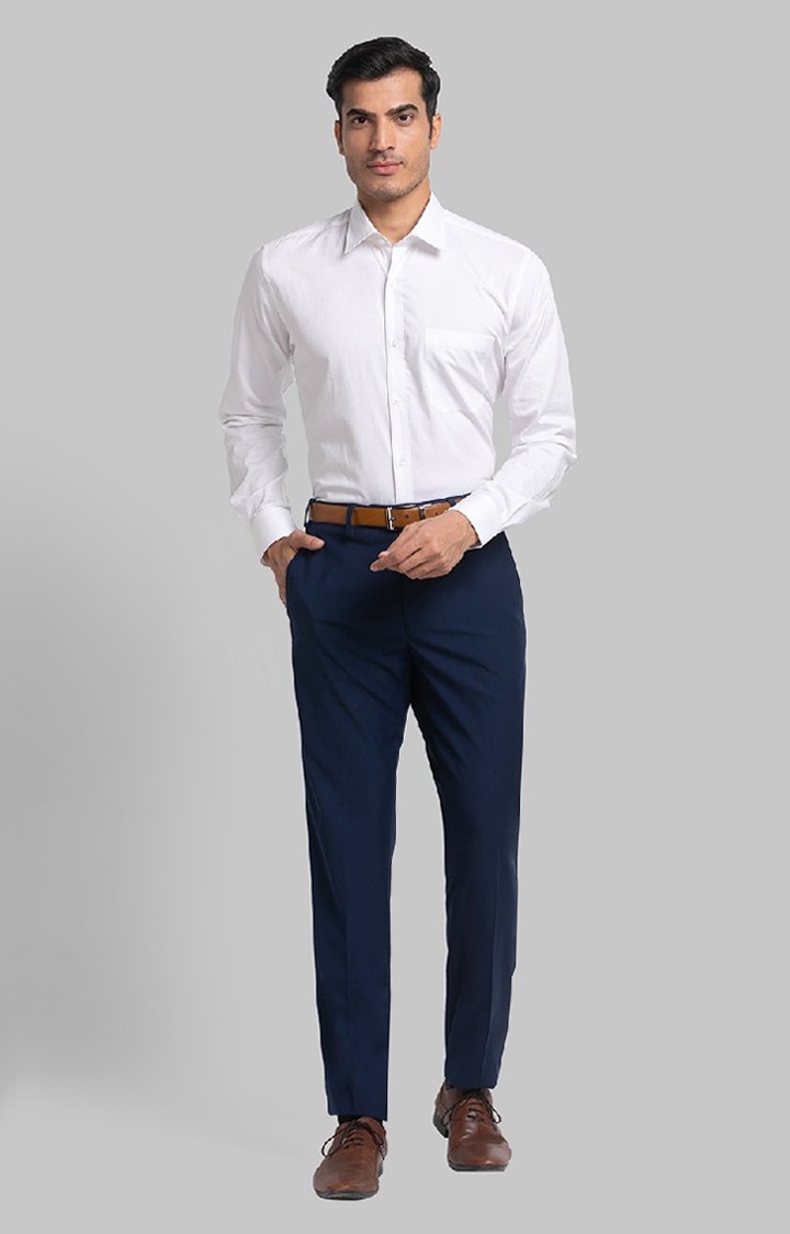 Raymond | Raymond White Solid Contemporary Fit Formal Shirts For Men 1
