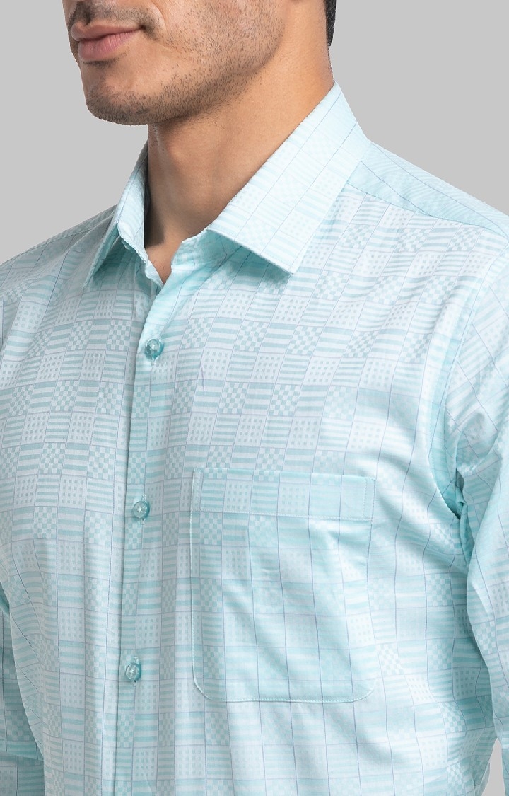 Raymond | Raymond Green Checks Contemporary Fit Formal Shirts For Men 5