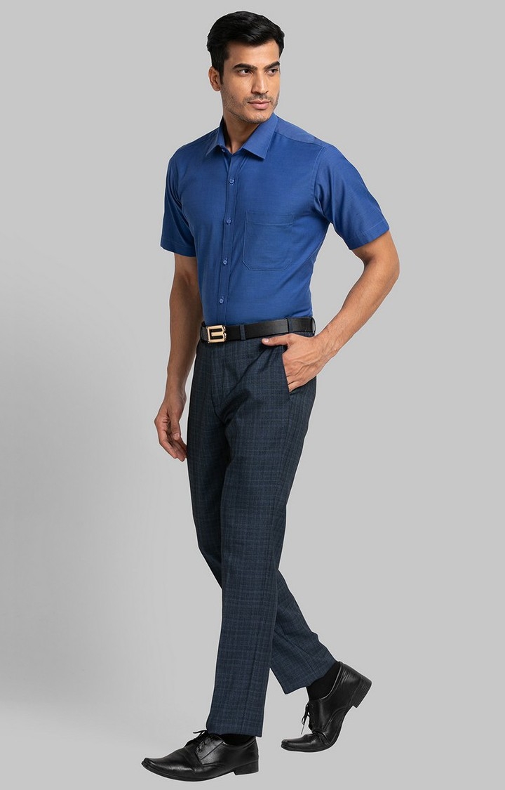 Raymond | Raymond Slim Fit Blue Formal Trouser For Men 1