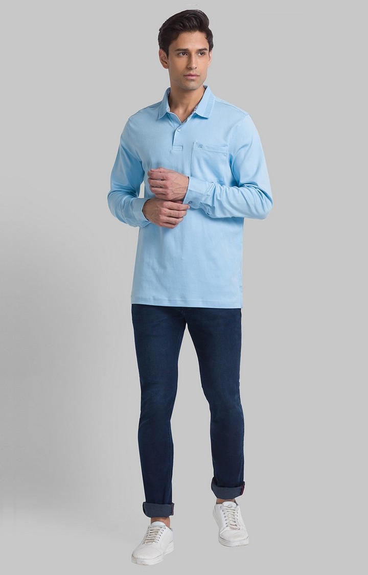 Raymond | Raymond Contemporary Fit Blue T-Shirt For Men 1