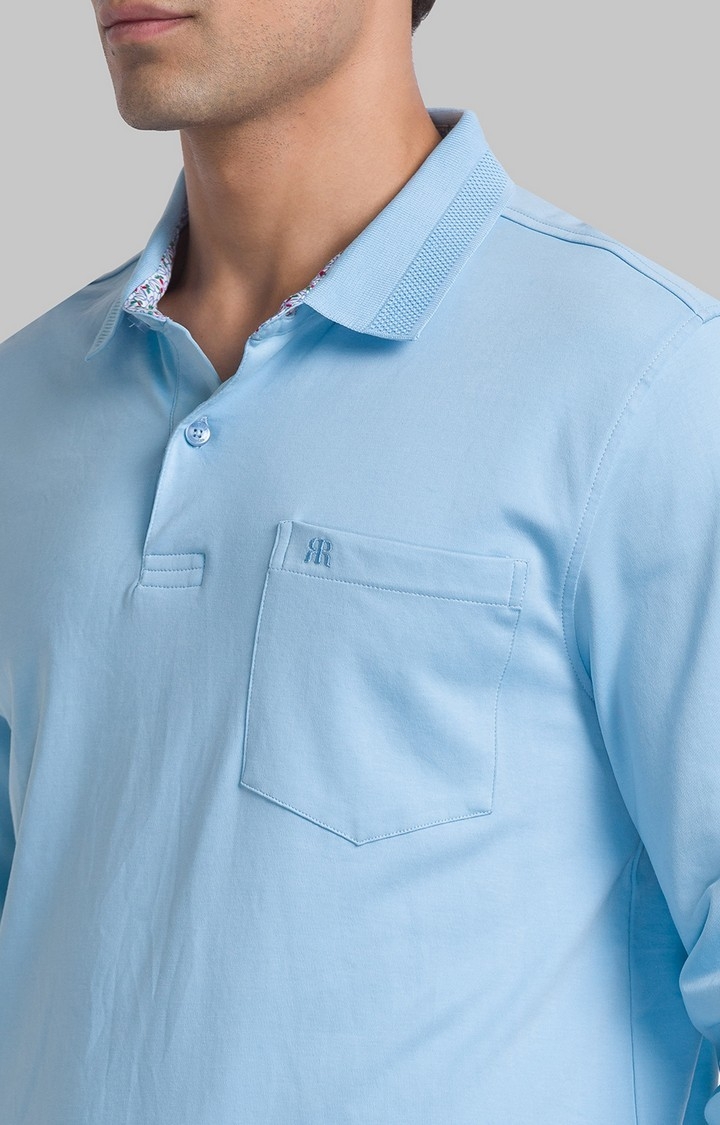 Raymond | Raymond Contemporary Fit Blue T-Shirt For Men 5