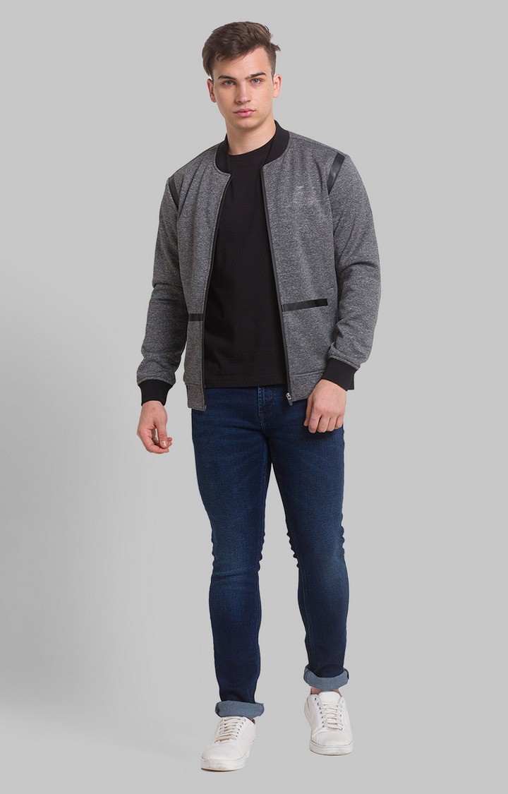 Park Avenue Regular Fit Grey Bomber Jackets For Men