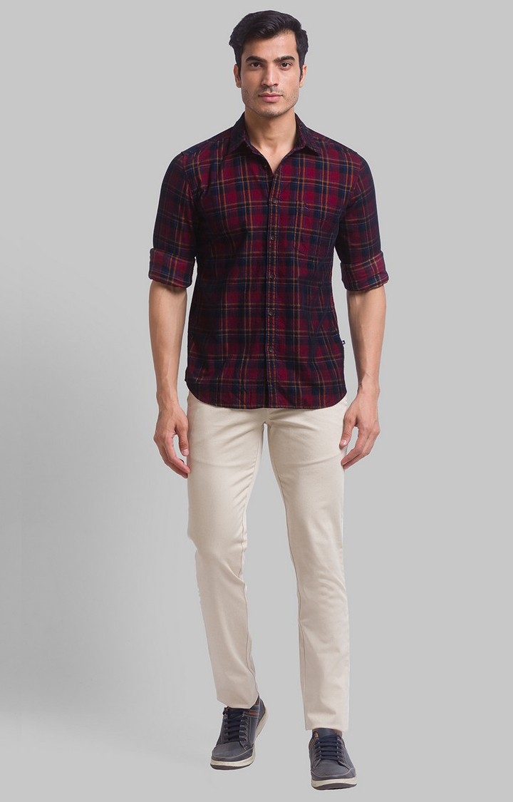 PARX | PARX Red Checks Slim Fit Casual Shirts For Men 1