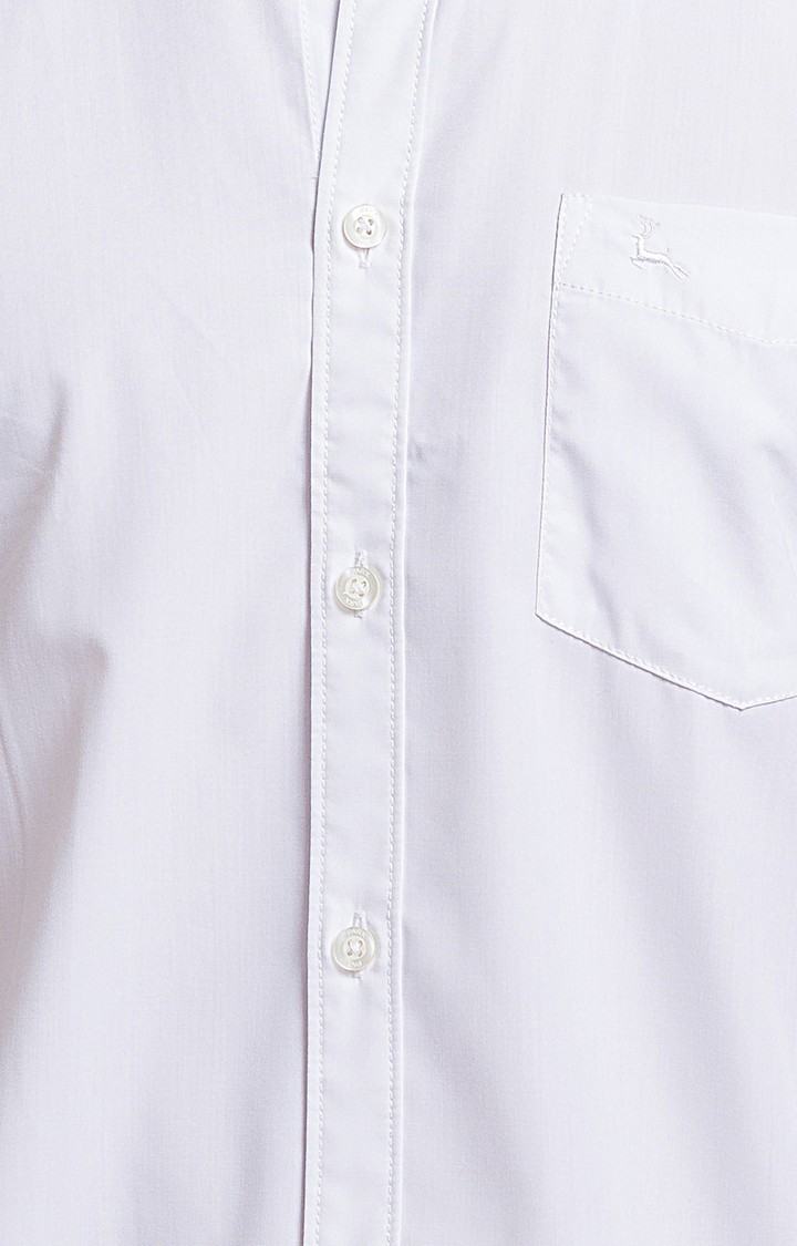PARX White Solid Slim Fit Casual Shirts For Men