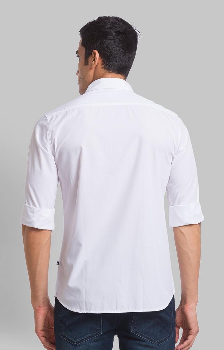 PARX White Solid Slim Fit Casual Shirts For Men
