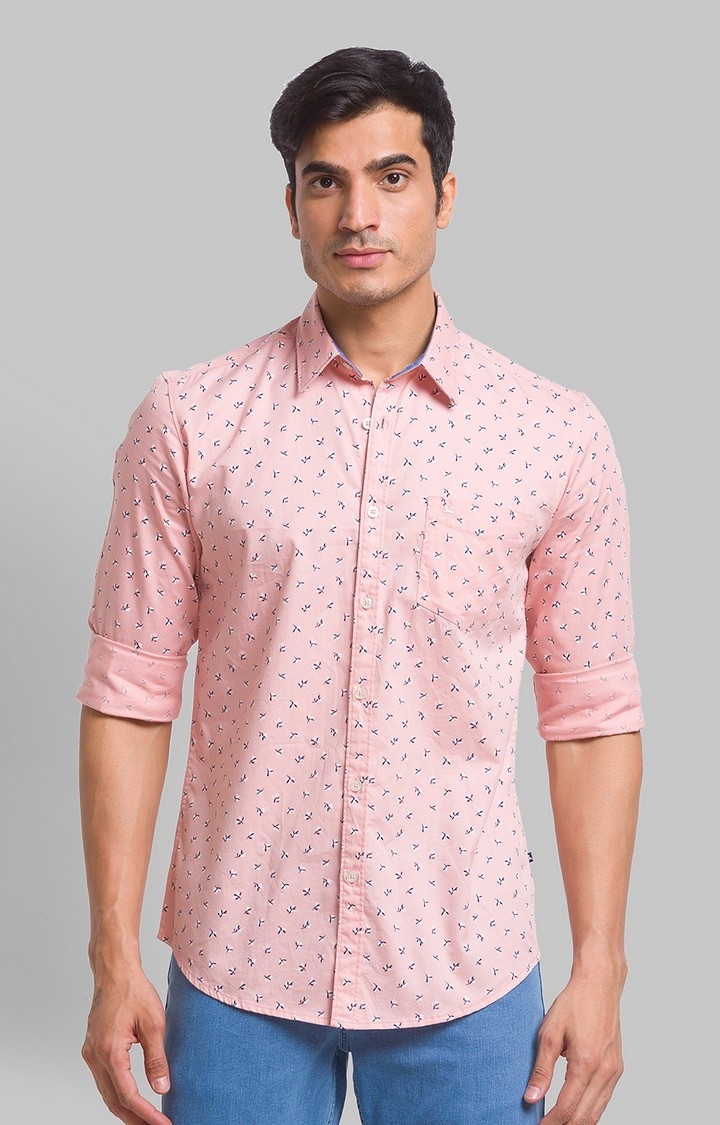 PARX | PARX Red Print Slim Fit Casual Shirts For Men 0