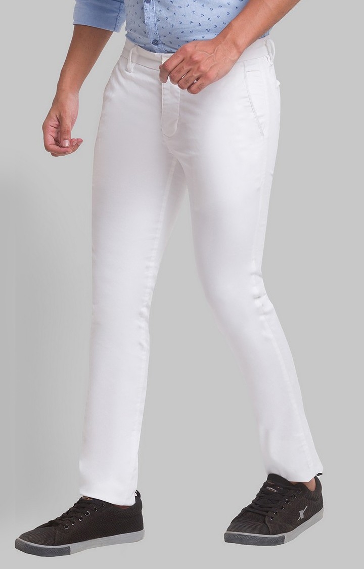 PARX | PARX Super Slim Fit White Casual Pant For Men 3