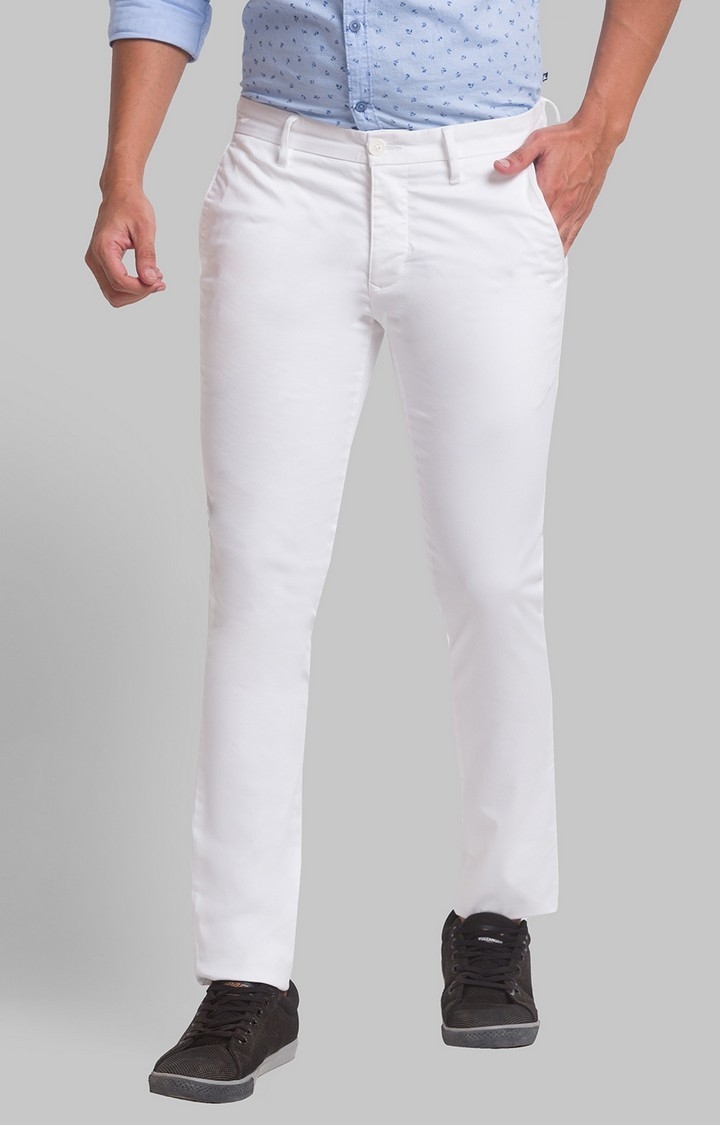 PARX | PARX Super Slim Fit White Casual Pant For Men 0