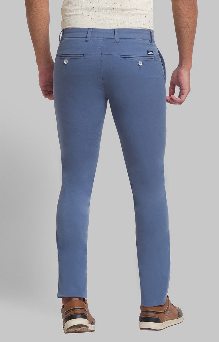 PARX | PARX Super Slim Blue Casual Pant For Men 4