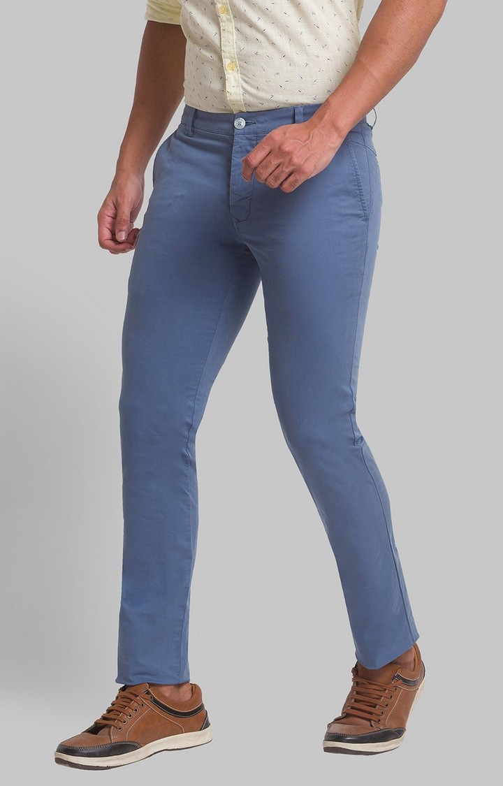 PARX | PARX Super Slim Blue Casual Pant For Men 3