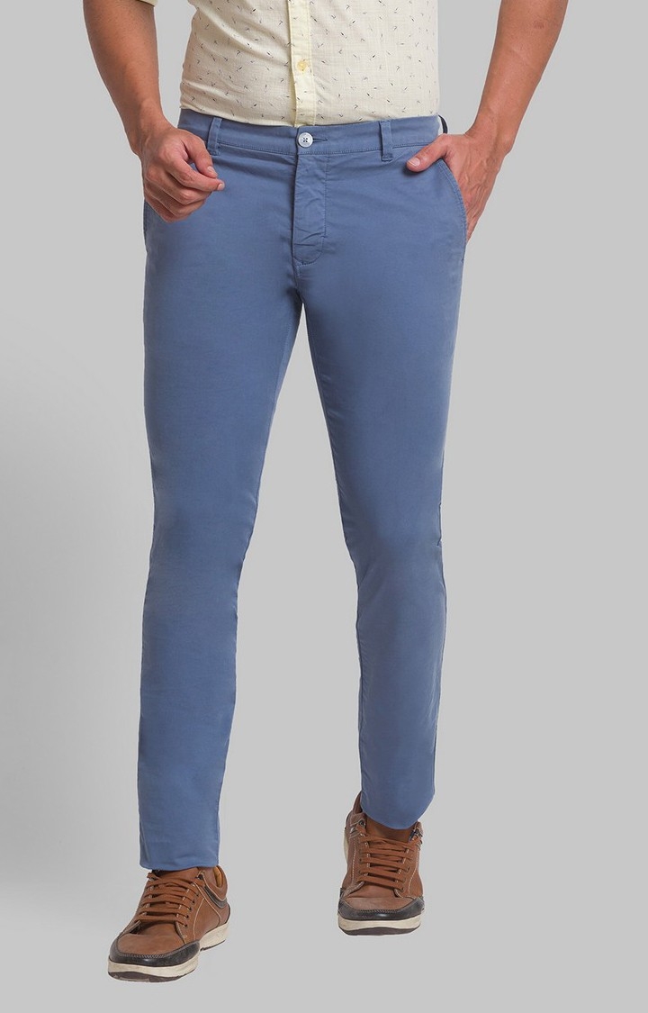 PARX | PARX Super Slim Blue Casual Pant For Men 0