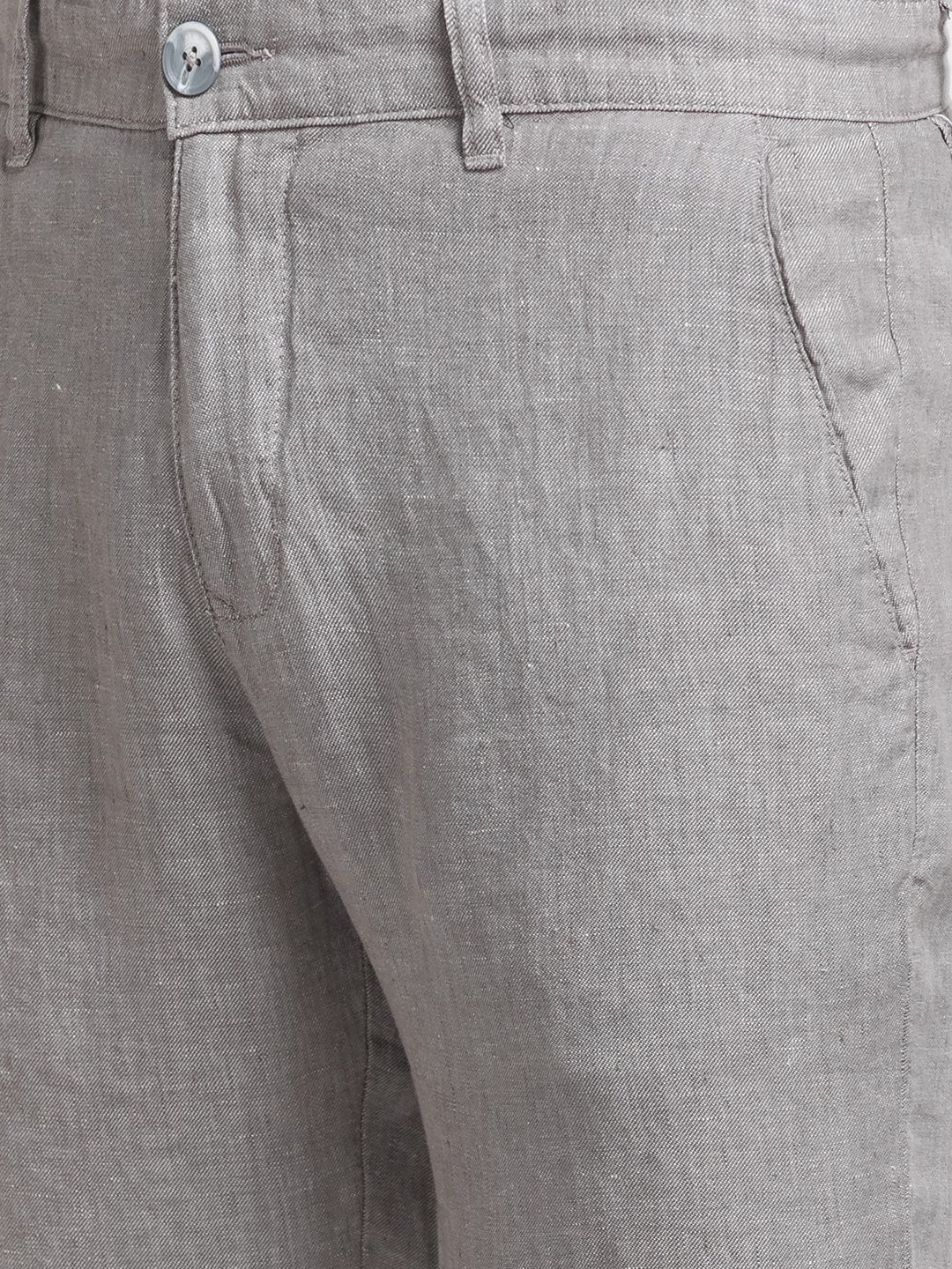 Parx Men Slim Tapered Fit Yarn Dyed Linen Trouser
