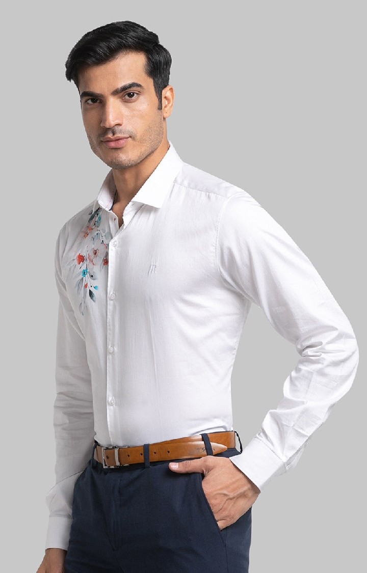 Raymond | Raymond White Print Slim Fit Casual Shirts For Men 3