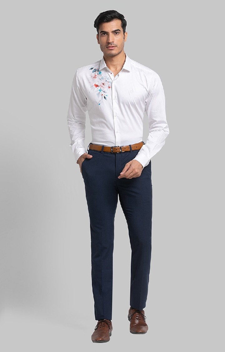 Raymond | Raymond White Print Slim Fit Casual Shirts For Men 1