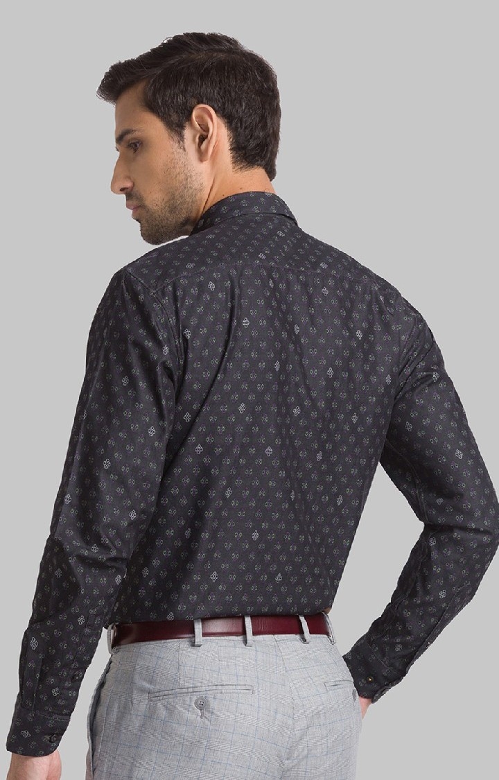 Raymond | Raymond Green Jacquard Contemporary Fit Casual Shirts For Men 4