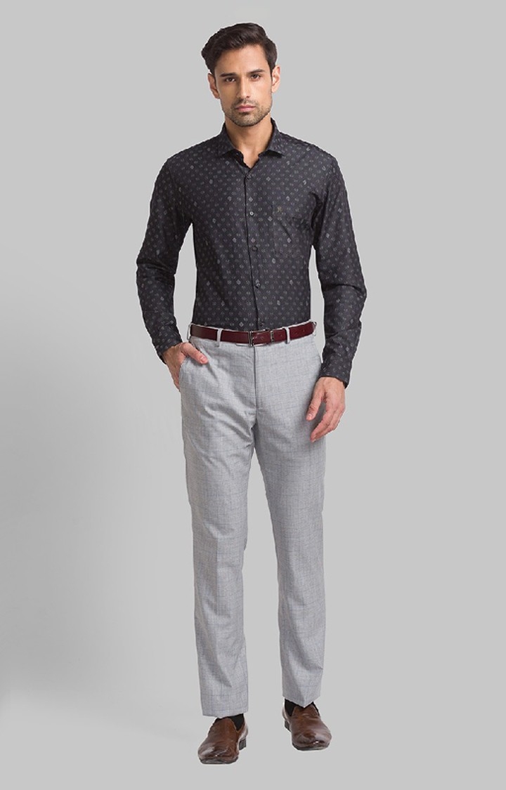 Raymond | Raymond Green Jacquard Contemporary Fit Casual Shirts For Men 1