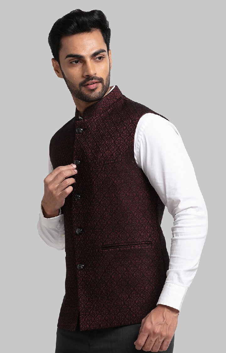 Raymond Contemporary Fit Red Waistcoat For Men