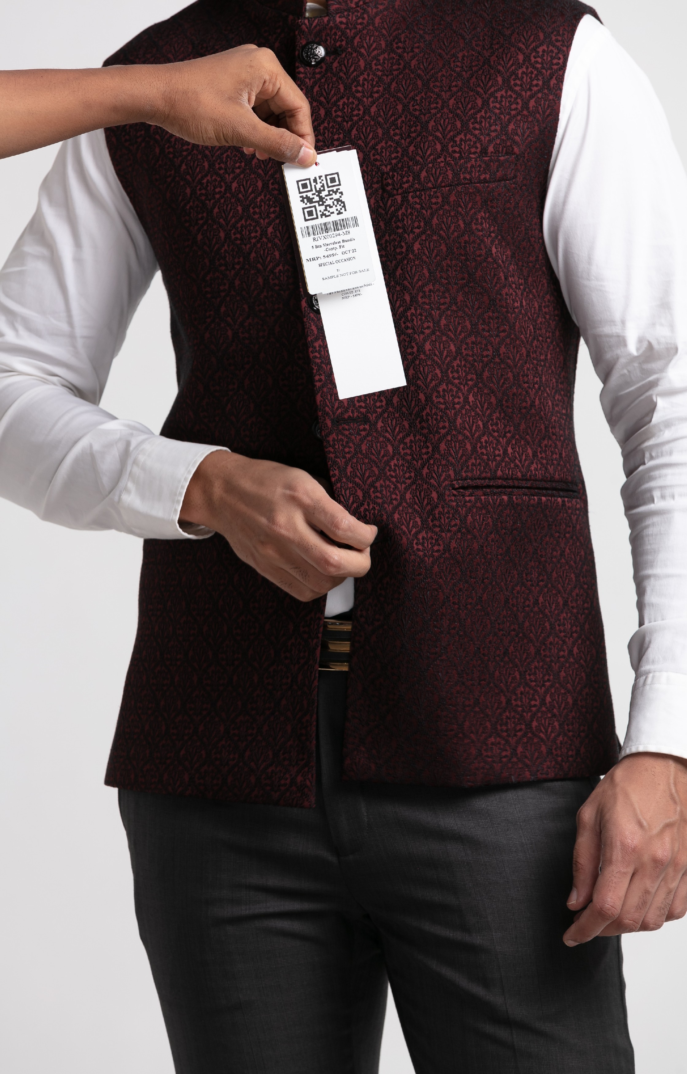 Raymond Contemporary Fit Red Waistcoat For Men