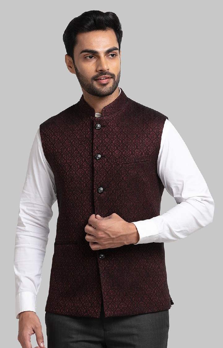 Raymond Contemporary Fit Red Waistcoat For Men