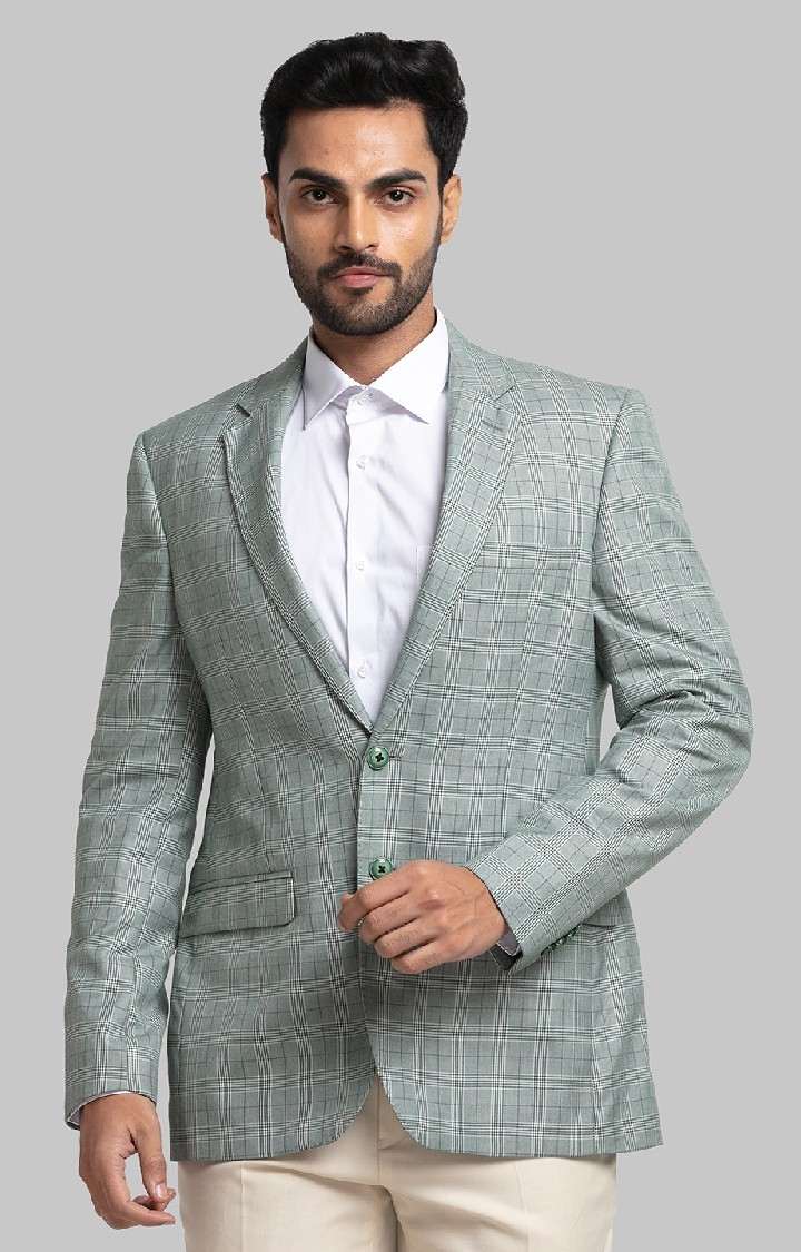 Raymond Contemporary Fit Green Blazer For Men