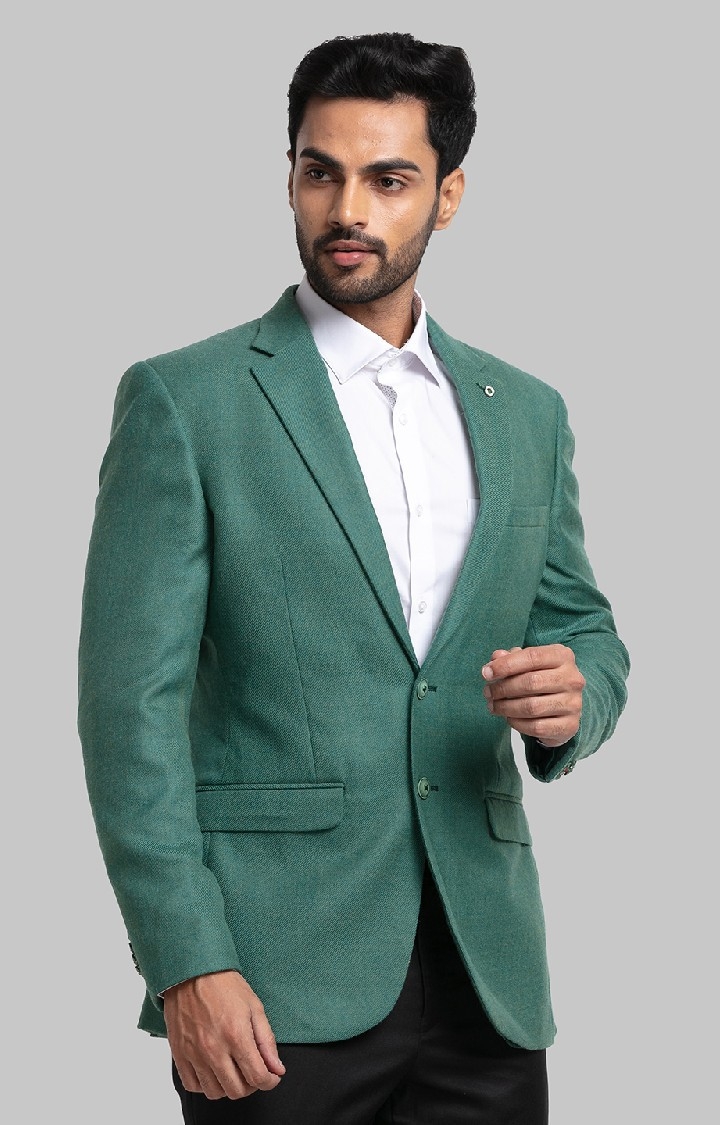 Raymond | Raymond Contemporary Fit Green Blazer For Men 2