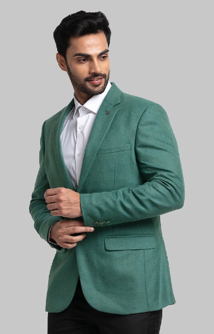 Raymond | Raymond Contemporary Fit Green Blazer For Men 3