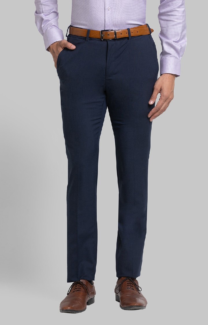 Raymond | Raymond Slim Fit Blue Formal Trouser For Men 0