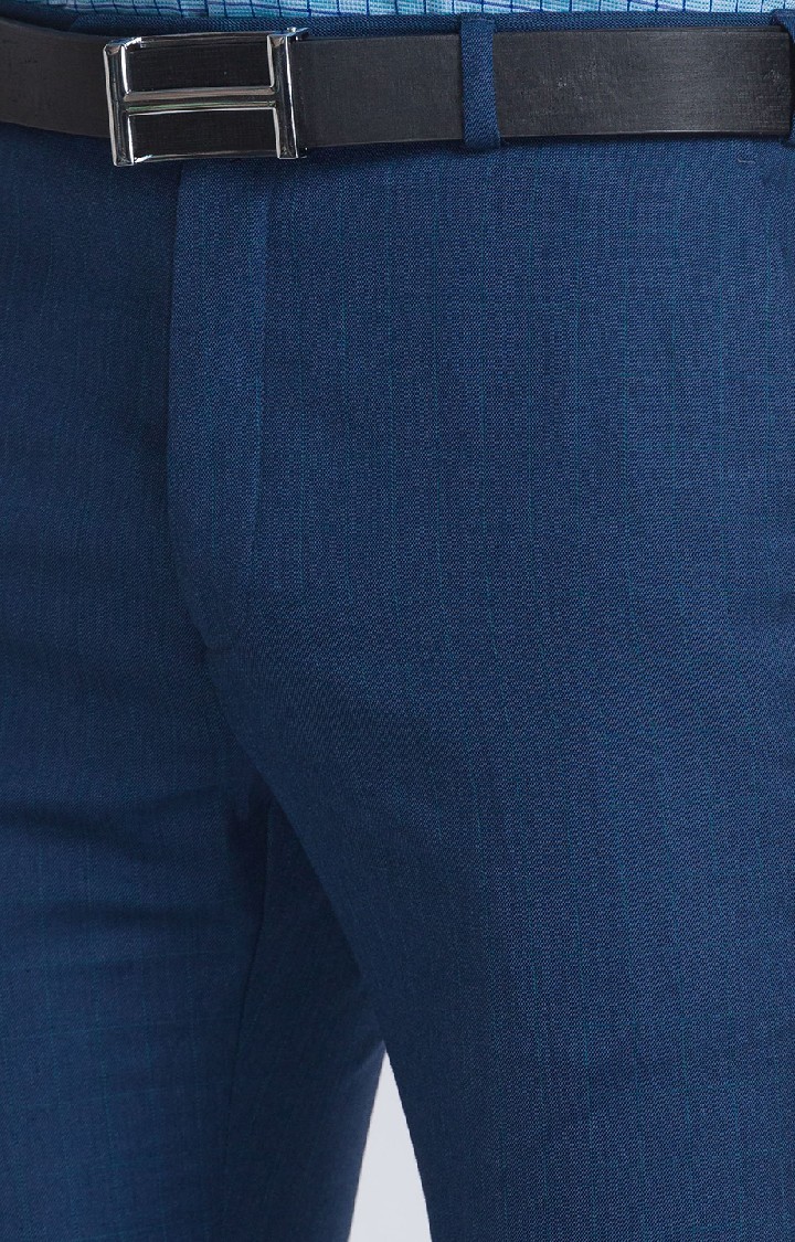 Raymond Contemporary Fit Blue Formal Trouser For Men