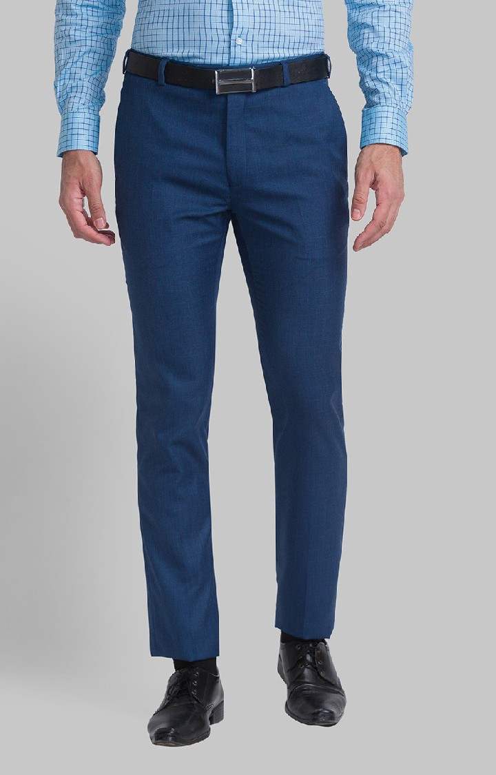 Raymond Contemporary Fit Blue Formal Trouser For Men