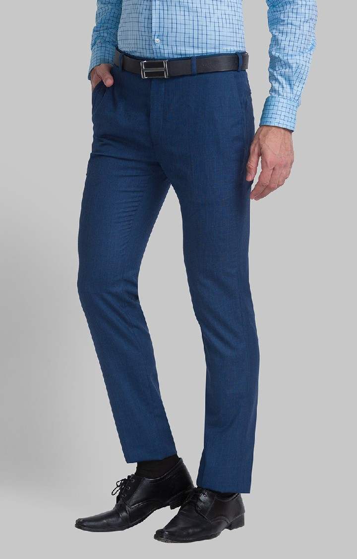 Raymond Contemporary Fit Blue Formal Trouser For Men