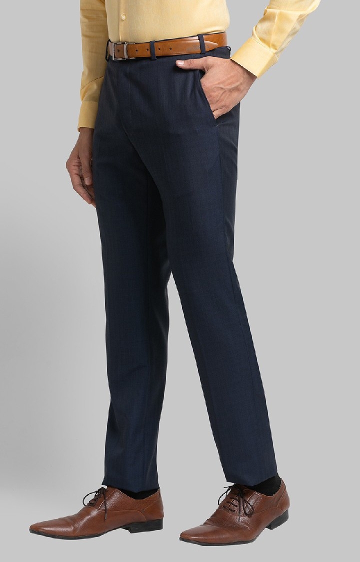Raymond | Raymond Contemporary Fit Blue Formal Trouser For Men 3