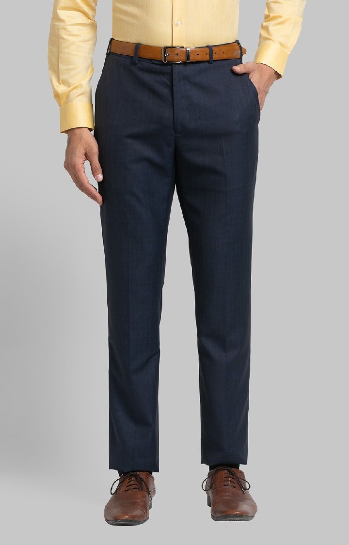 Raymond | Raymond Contemporary Fit Blue Formal Trouser For Men 0