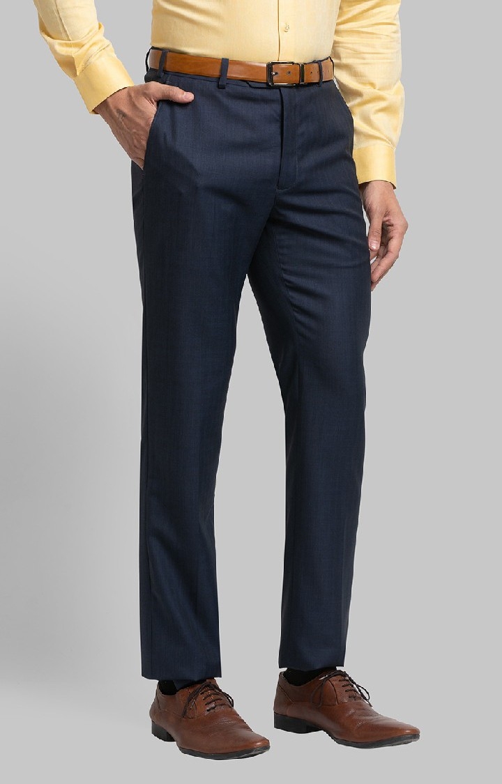 Raymond | Raymond Contemporary Fit Blue Formal Trouser For Men 2