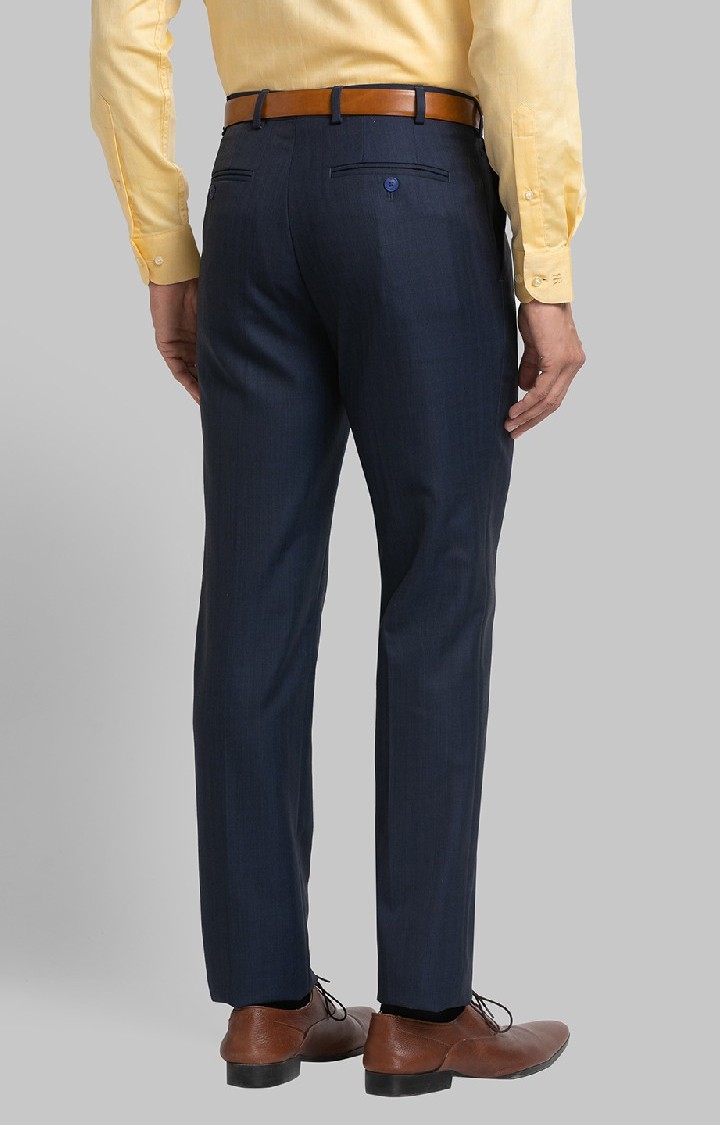 Raymond | Raymond Contemporary Fit Blue Formal Trouser For Men 4
