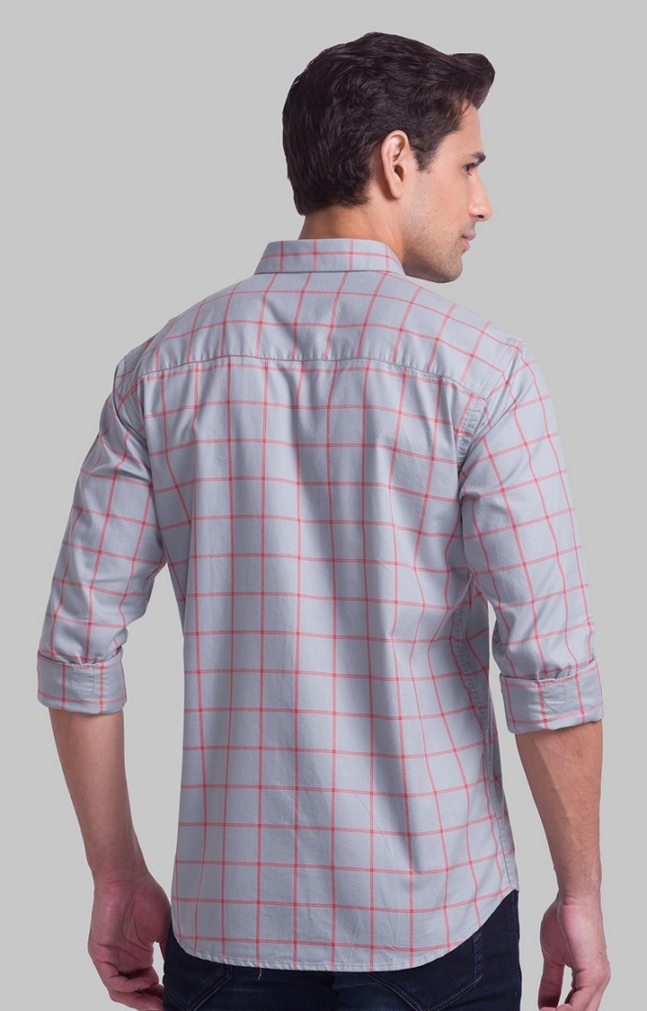 Park Avenue | Park Avenue Grey Checks Slim Fit Casual Shirts For Men 4