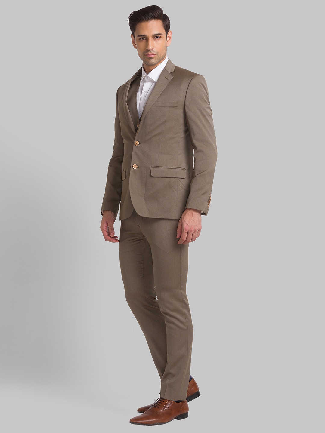 Park Avenue Regular Dark Khaki Suit For Men