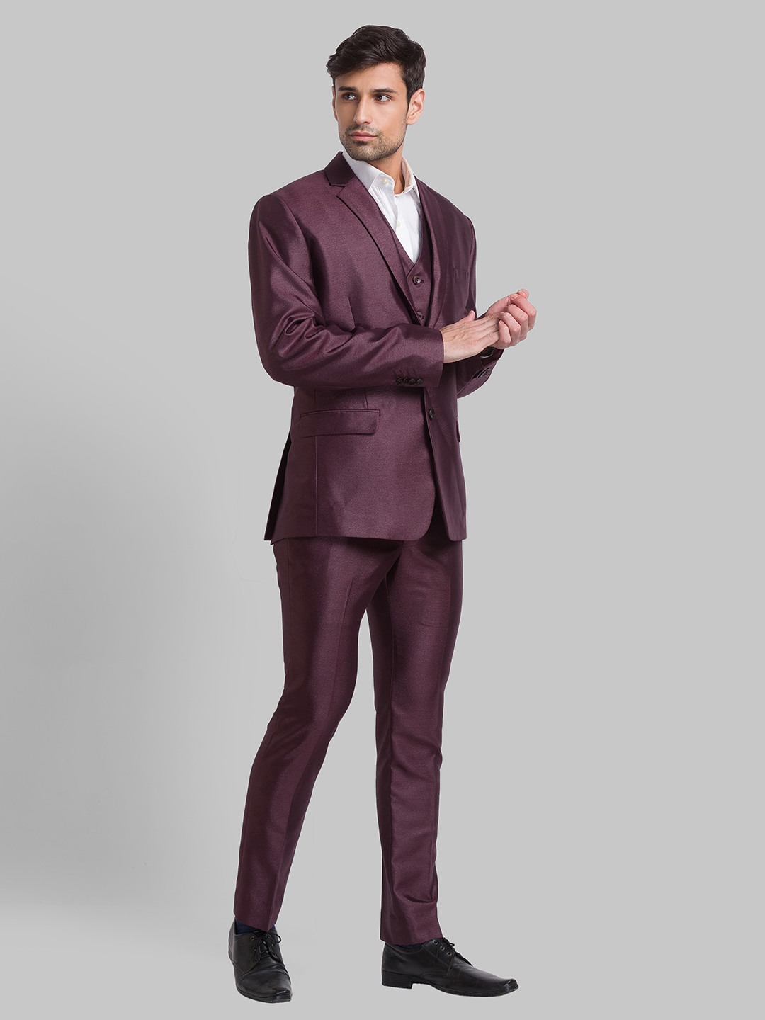 Park Avenue Slim Dark Violet Suit For Men