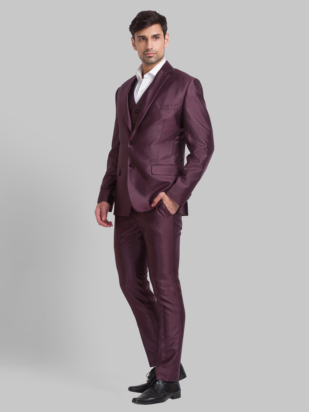 Park Avenue Slim Dark Violet Suit For Men