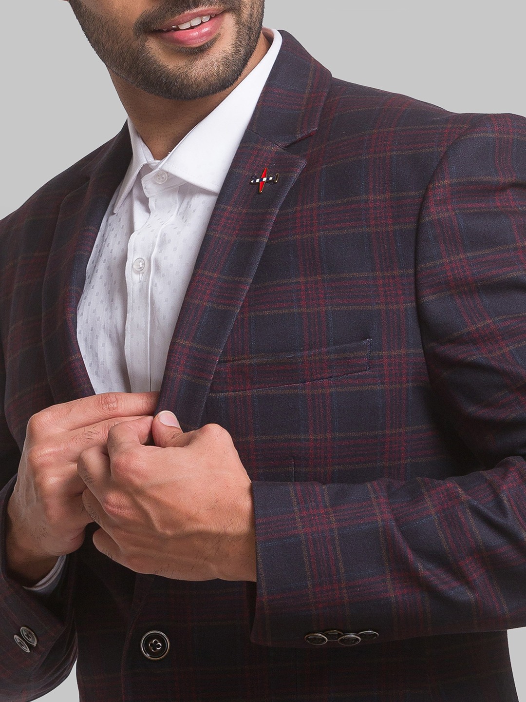 Park Avenue Active Fit Dark Maroon Blazer For Men