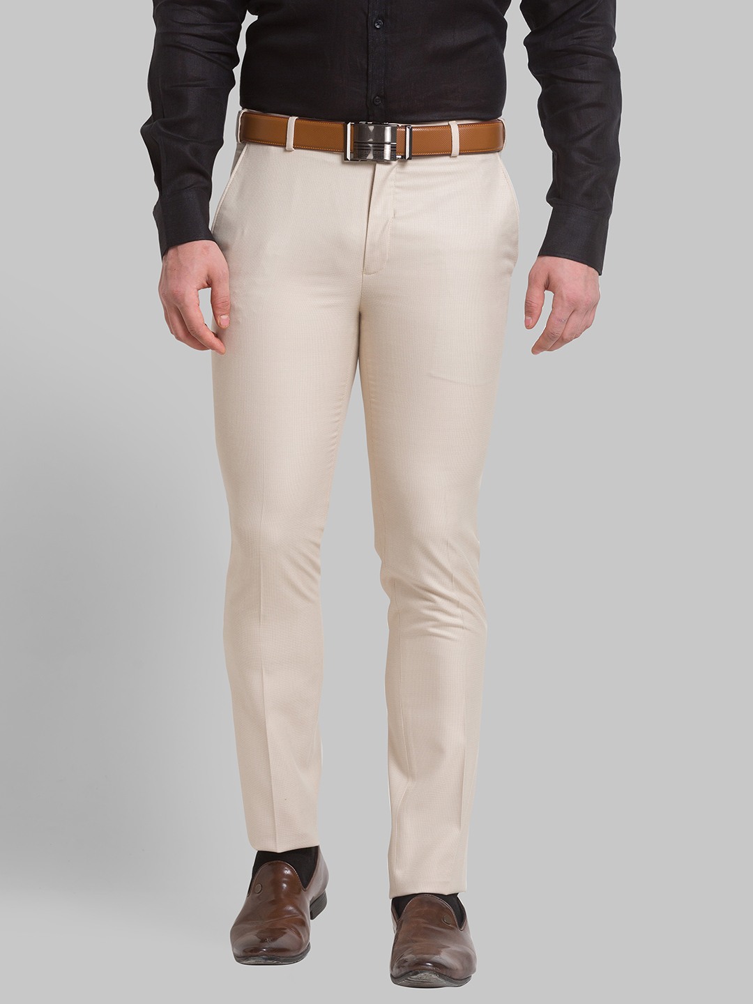 Park Avenue Super Slim Fit Medium Fawn Formal Trouser For Men