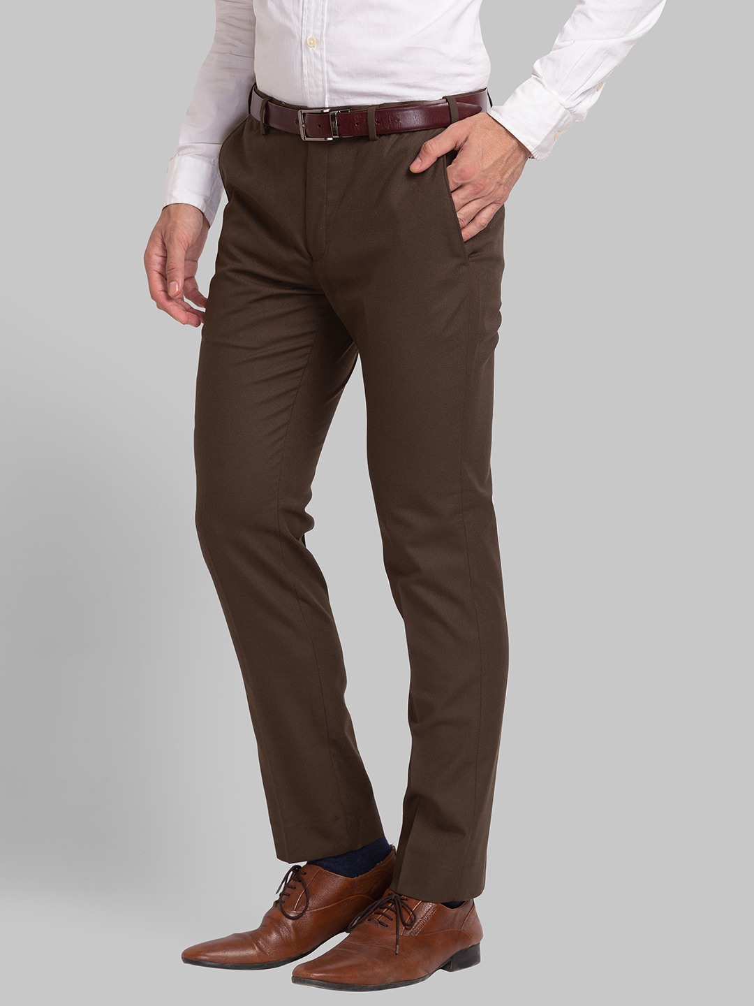 Park Avenue Super Slim Fit Dark Brown Formal Trouser For Men