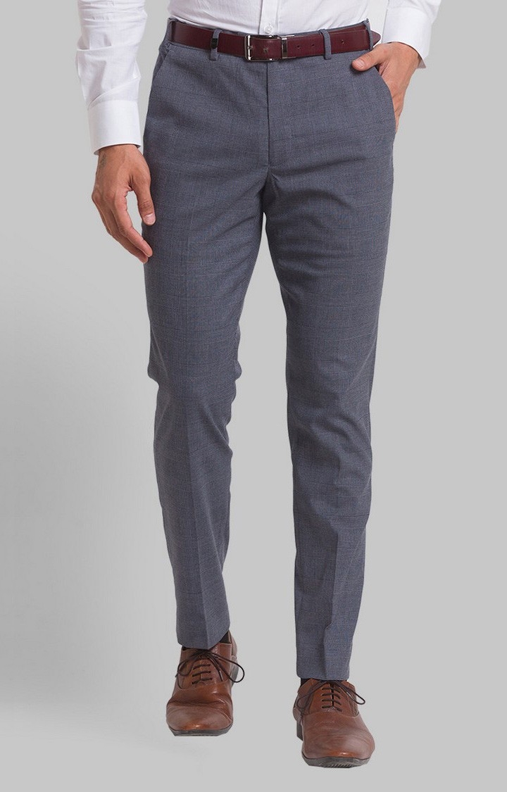 Park Avenue | Park Avenue Neo Fit Blue Formal Trouser For Men 0