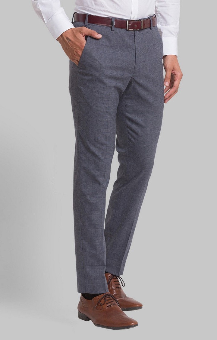 Park Avenue | Park Avenue Neo Fit Blue Formal Trouser For Men 2