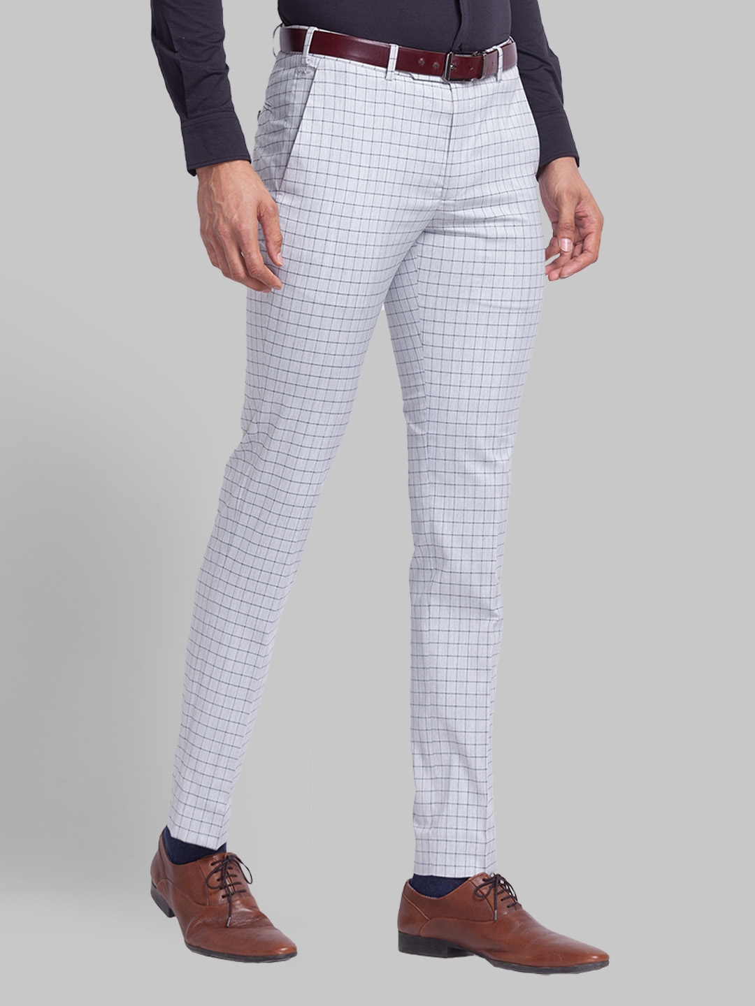 Buy Peter England Men Grey Neo Slim Fit Solid Formal Trousers - Trousers  for Men 8657583 | Myntra