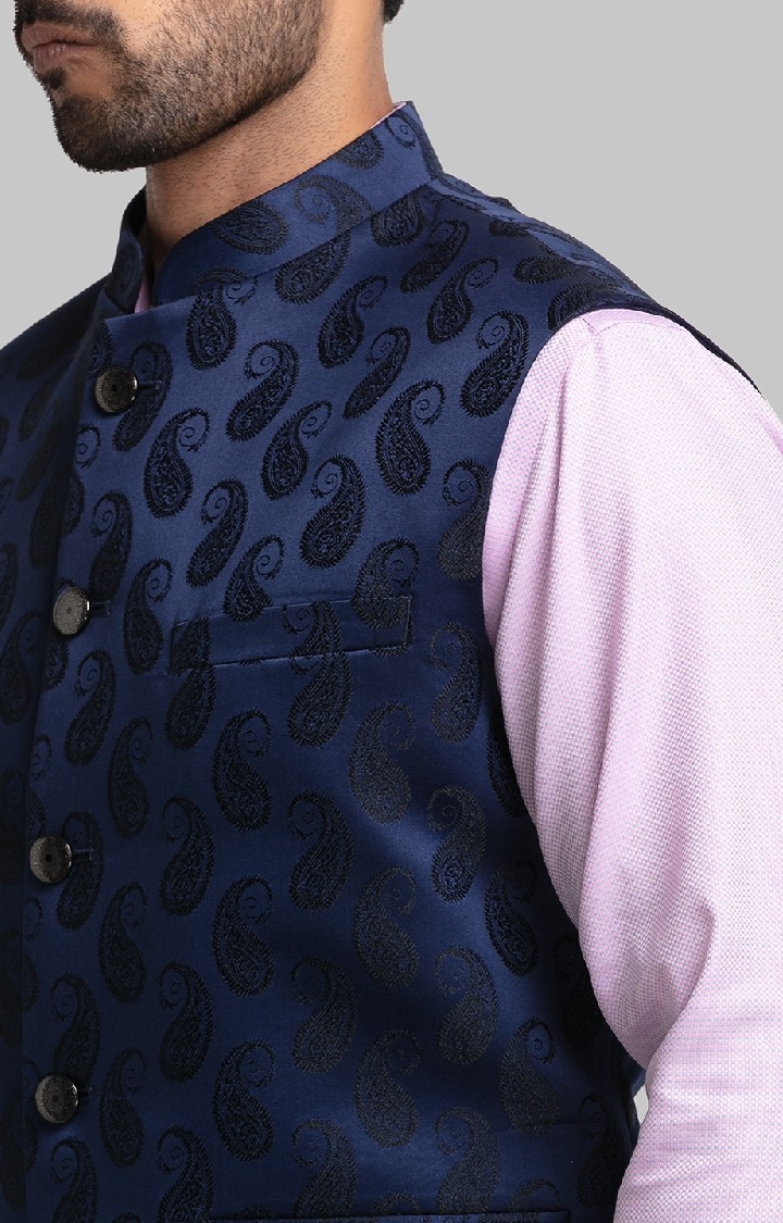 Raymond | Raymond Contemporary Fit Blue Waistcoat For Men 5