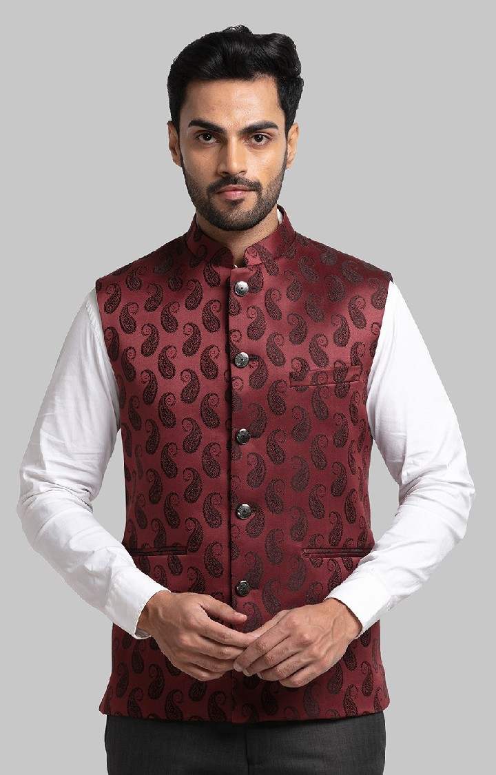 Raymond Contemporary Fit Red Waistcoat For Men